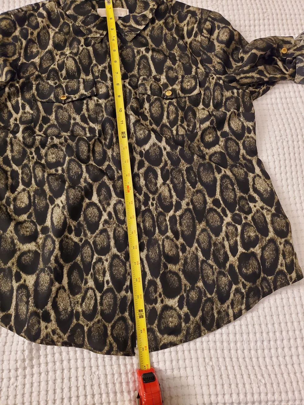 MICHAEL Michael Kors Leopard Print Zip Front Blouse Size L